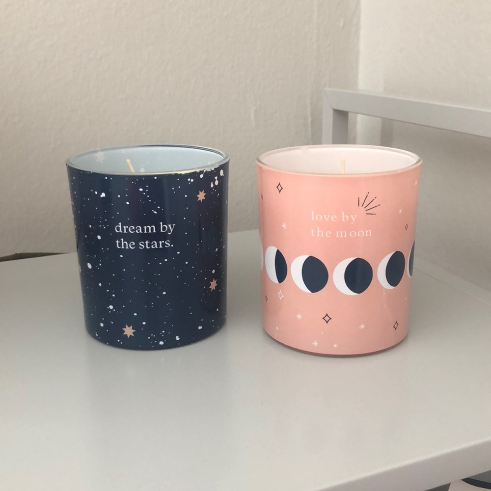 Summer and rose moon and stars candle duo